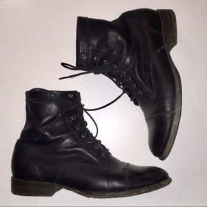 Frye Erin Work Boot Black Leather Combat